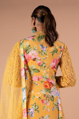 Yellow Crepe Vintage Rose Anarakli SetDSC09575