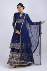 Indigo Chanderi Embroidered LehengaIMG_9920