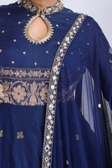 Indigo Chanderi Embroidered LehengaIMG_9939
