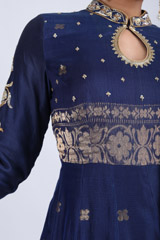 Indigo Chanderi Embroidered LehengaIMG_9940