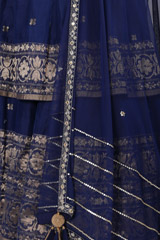 Indigo Chanderi Embroidered LehengaIMG_9943
