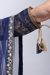 Indigo Chanderi Embroidered LehengaIMG_9947