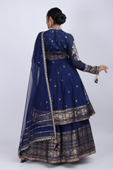 Indigo Chanderi Embroidered LehengaIMG_9950