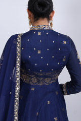 Indigo Chanderi Embroidered LehengaIMG_9954
