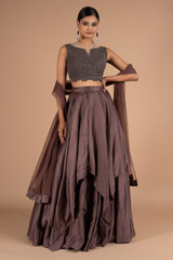 Brown Embellished Lehenga
