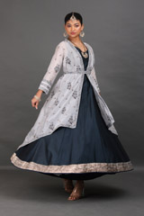 Navy Blue Anarkali With Embroidered Jacket