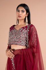 Red And Silver Embellished LehengaDSC07014