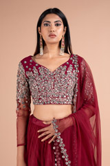 Red And Silver Embellished LehengaDSC07015