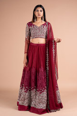 Red And Silver Embellished LehengaDSC07017
