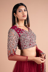 Red And Silver Embellished LehengaDSC07022