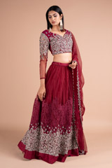Red And Silver Embellished LehengaDSC07024