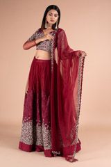 Red And Silver Embellished LehengaDSC07025