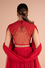 Red Fringe Sleeve LehengaDSC06978