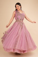 One-shoulder Pleated Gown