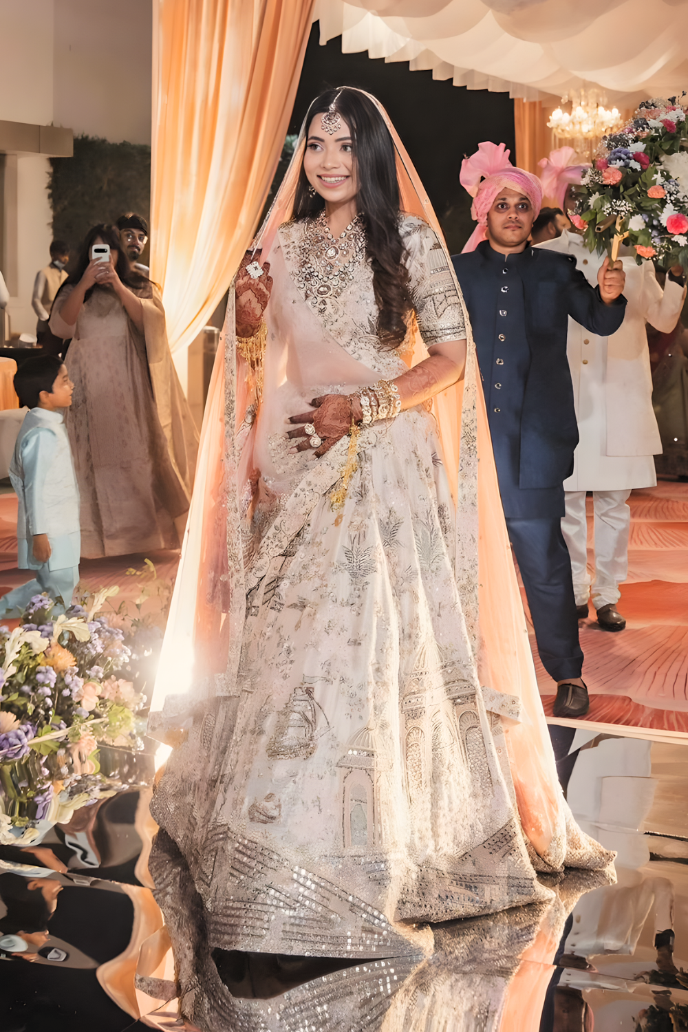 Ivory Peach Regal Bridal Lehenga1