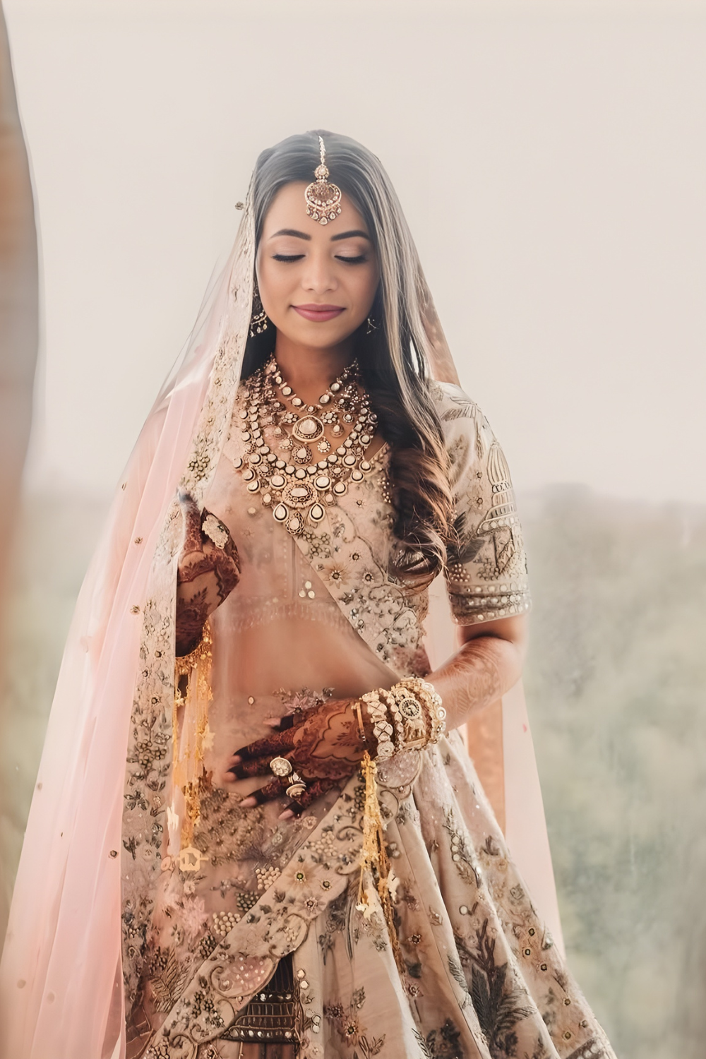Ivory Peach Regal Bridal Lehenga2