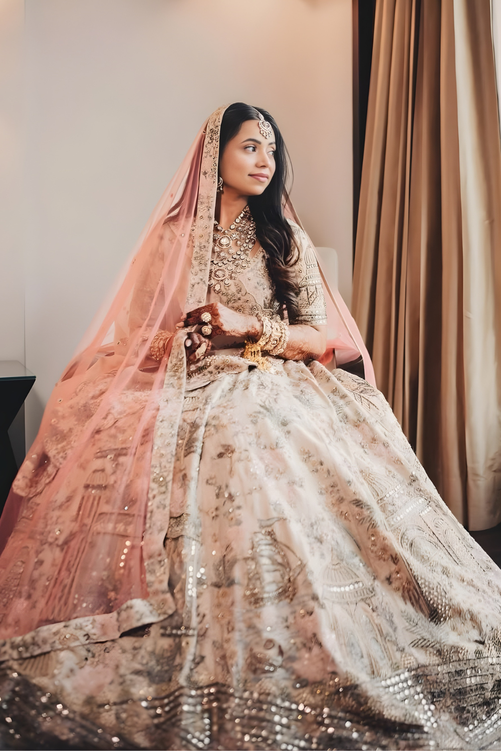 Ivory Peach Regal Bridal Lehenga3