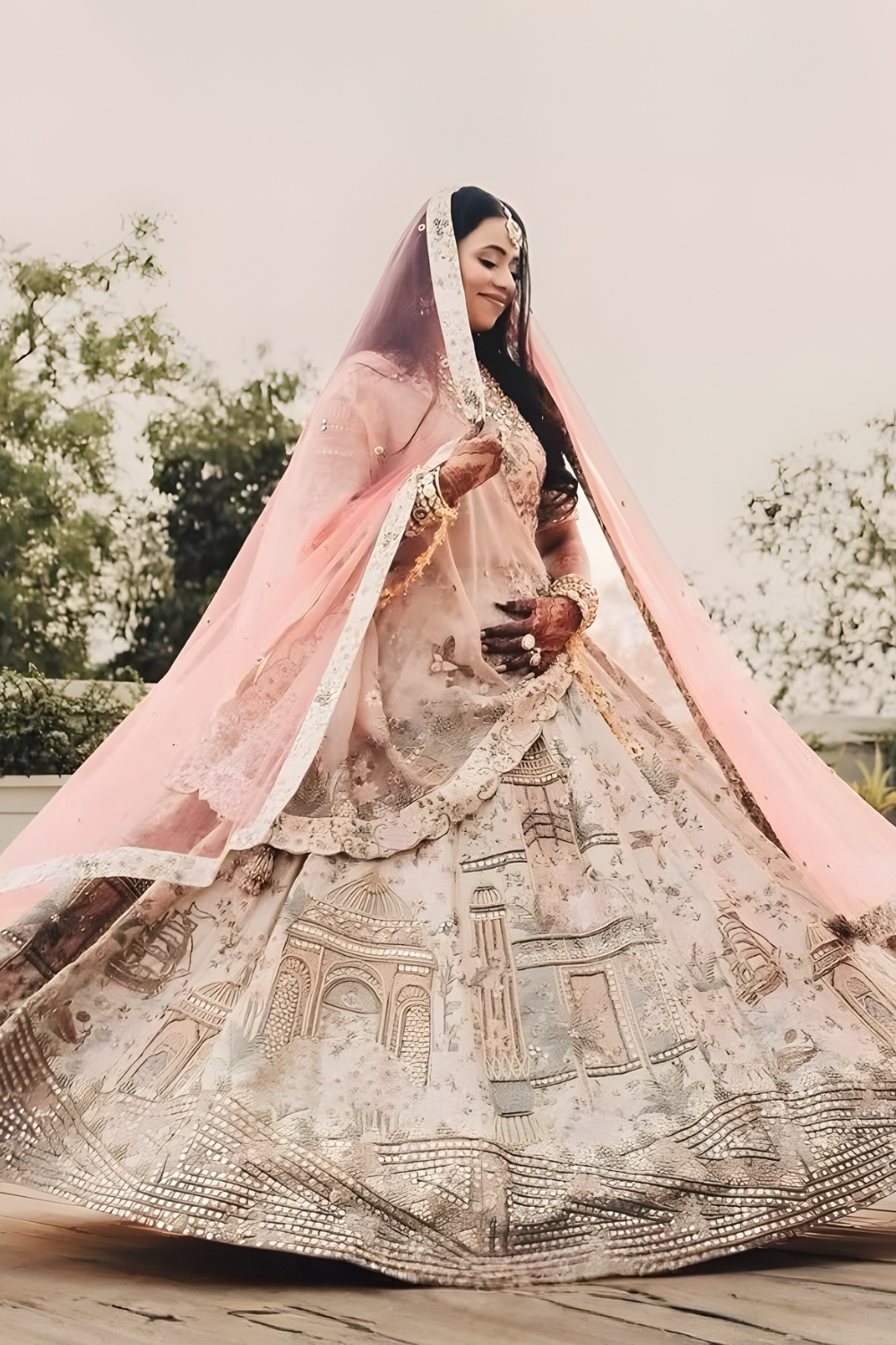 Ivory Peach Regal Bridal Lehenga4