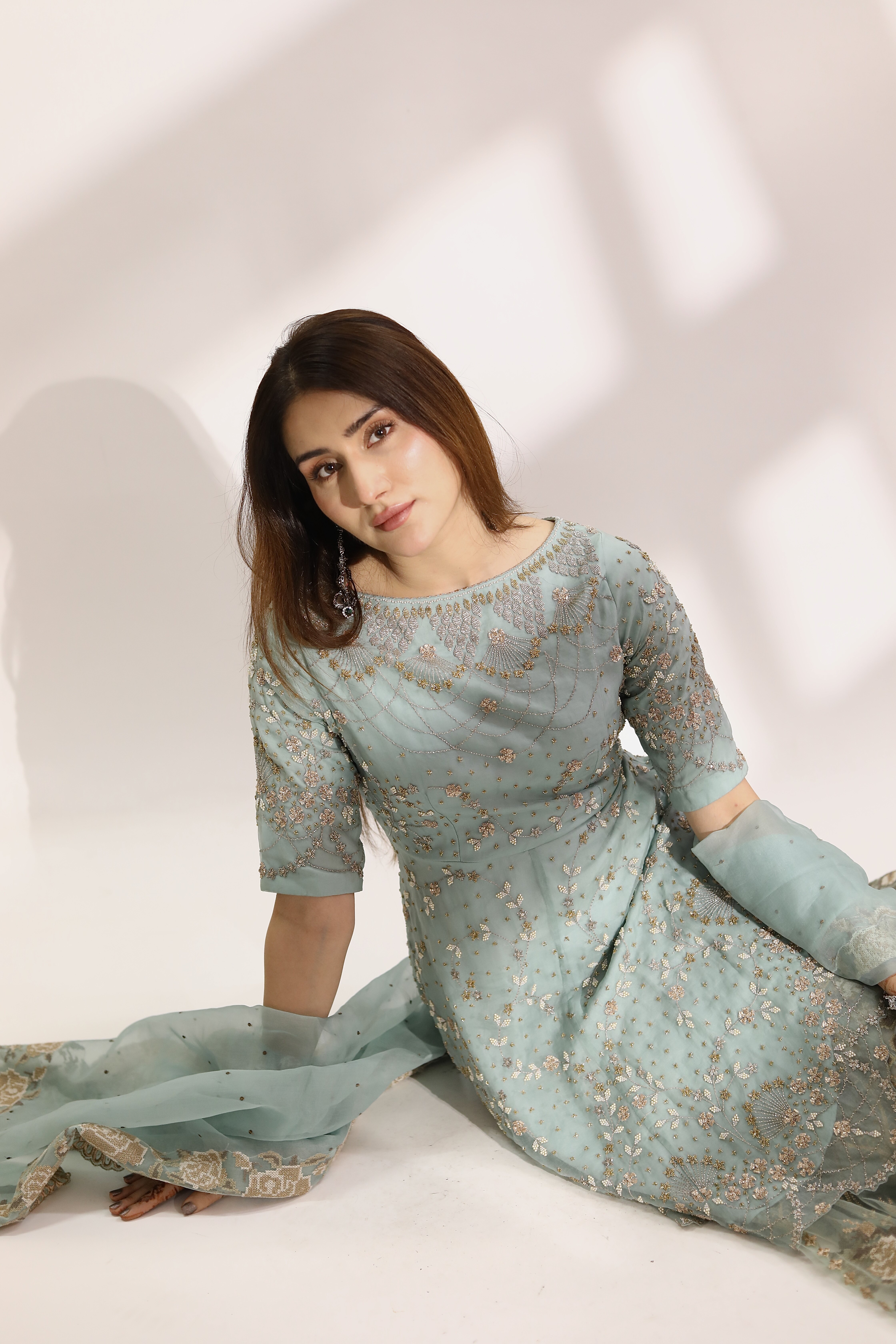 Mint Embellished Lehenga Set