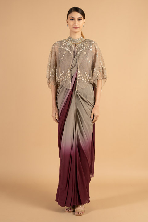 Grey Ombre Saree Gown