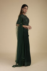 Green Embroidered Lehenga_SUB8427