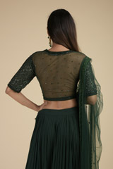 Green Embroidered Lehenga_SUB8430