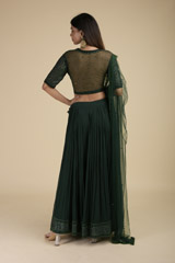 Green Embroidered Lehenga_SUB8431