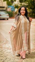 Grey Chikankari Cape With Dress1