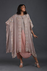 Grey Chikankari Cape With DressIMG_4834