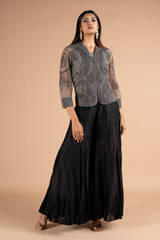 Black Hand Embroidered Top Bottom Set