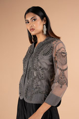 Black Hand Embroidered Top Bottom SetDSC06933