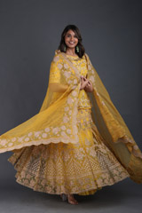 Yellow Peplum Lehenga SetIMG_5036