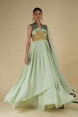 Mint Green V Neck Anarkali