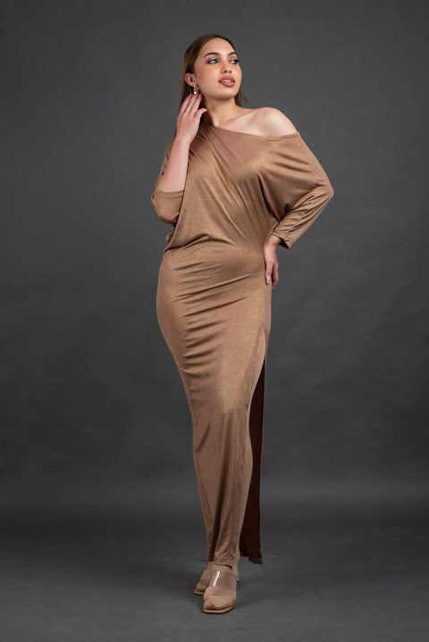 Golden High Slit Gown