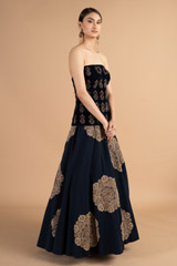 Navy Blue Velvet Corset With Navy SkirtDSC00135