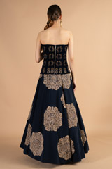 Navy Blue Velvet Corset With Navy SkirtDSC00137