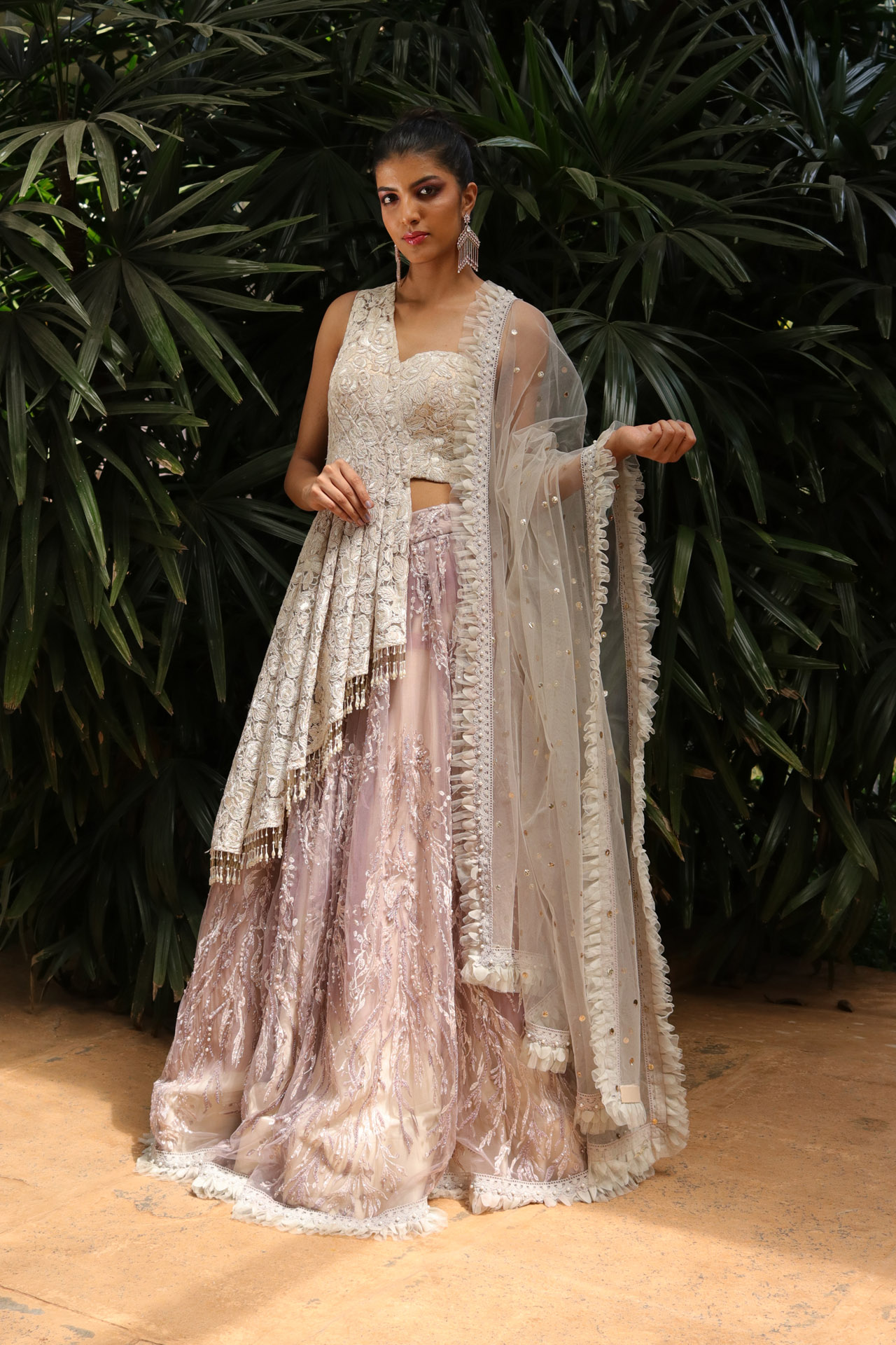 BEIGE EMBELLISHED LEHENGA WITH P