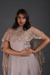 Grey Balloon Gown With A CapeIMG_4917