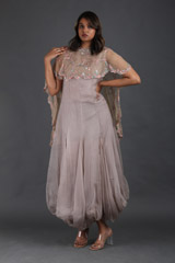 Grey Balloon Gown With A CapeIMG_4920