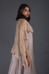 Grey Balloon Gown With A CapeIMG_4922