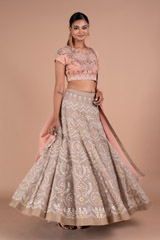 Grey Chikankari Embroidered Lehenga