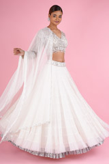 White Tiered Lehenga