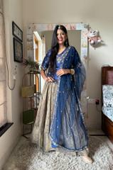 Navy Blue Embellished Lehenga Set1