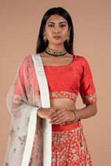 Red Leaves Pattern LehengaDSC08499