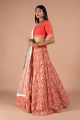 Red Leaves Pattern LehengaDSC08502