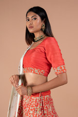 Red Leaves Pattern LehengaDSC08503