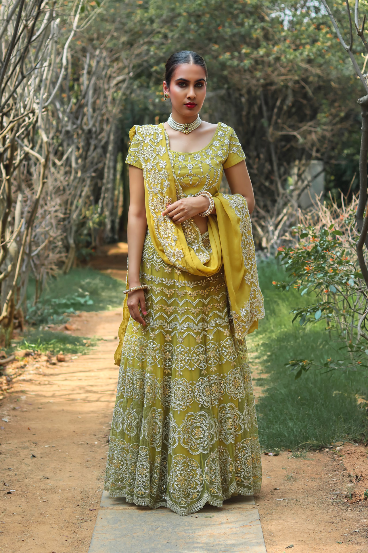 YELLOW EMBROIDERED LEHENGA