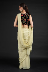 Beige Embroidered Saree Gown_DSC4540-Edit