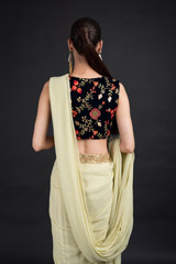 Beige Embroidered Saree Gown_DSC4541-Edit