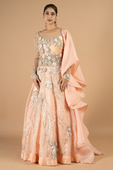 Peach 3D Flower Gown